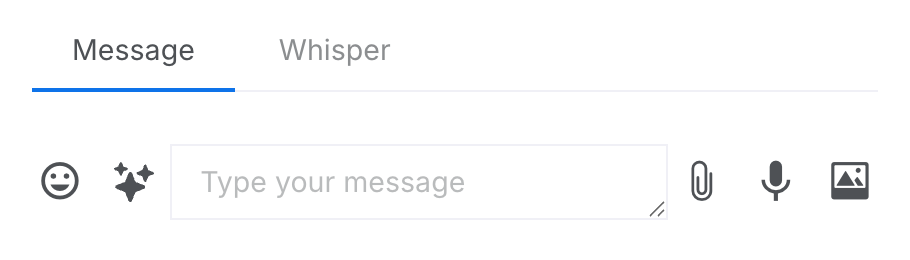 The message toolbar showing the text input field with icons for attachments, AI assistance, and send button