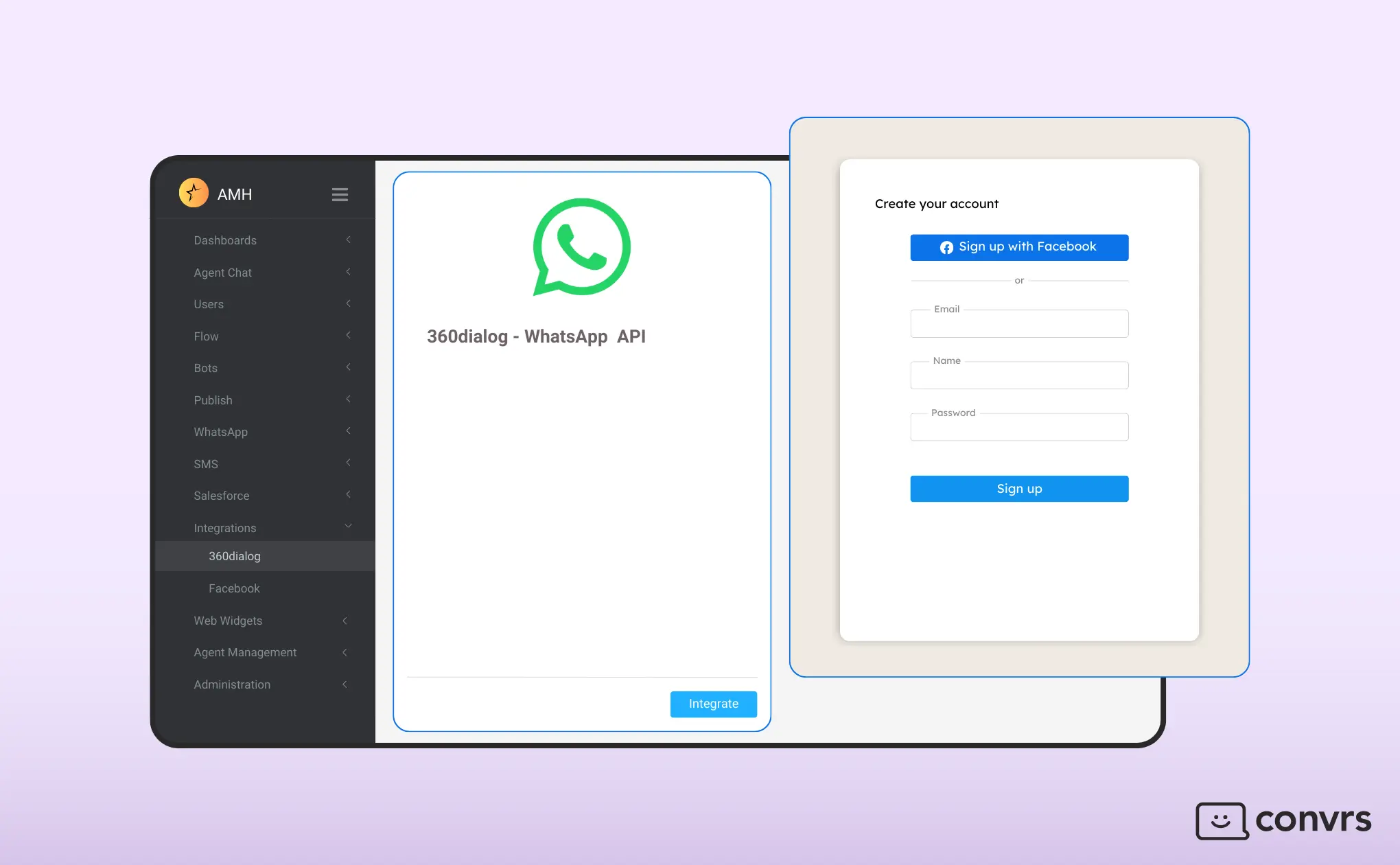 To set up whatsapp business account, integrate your account with the Convrs dashboard