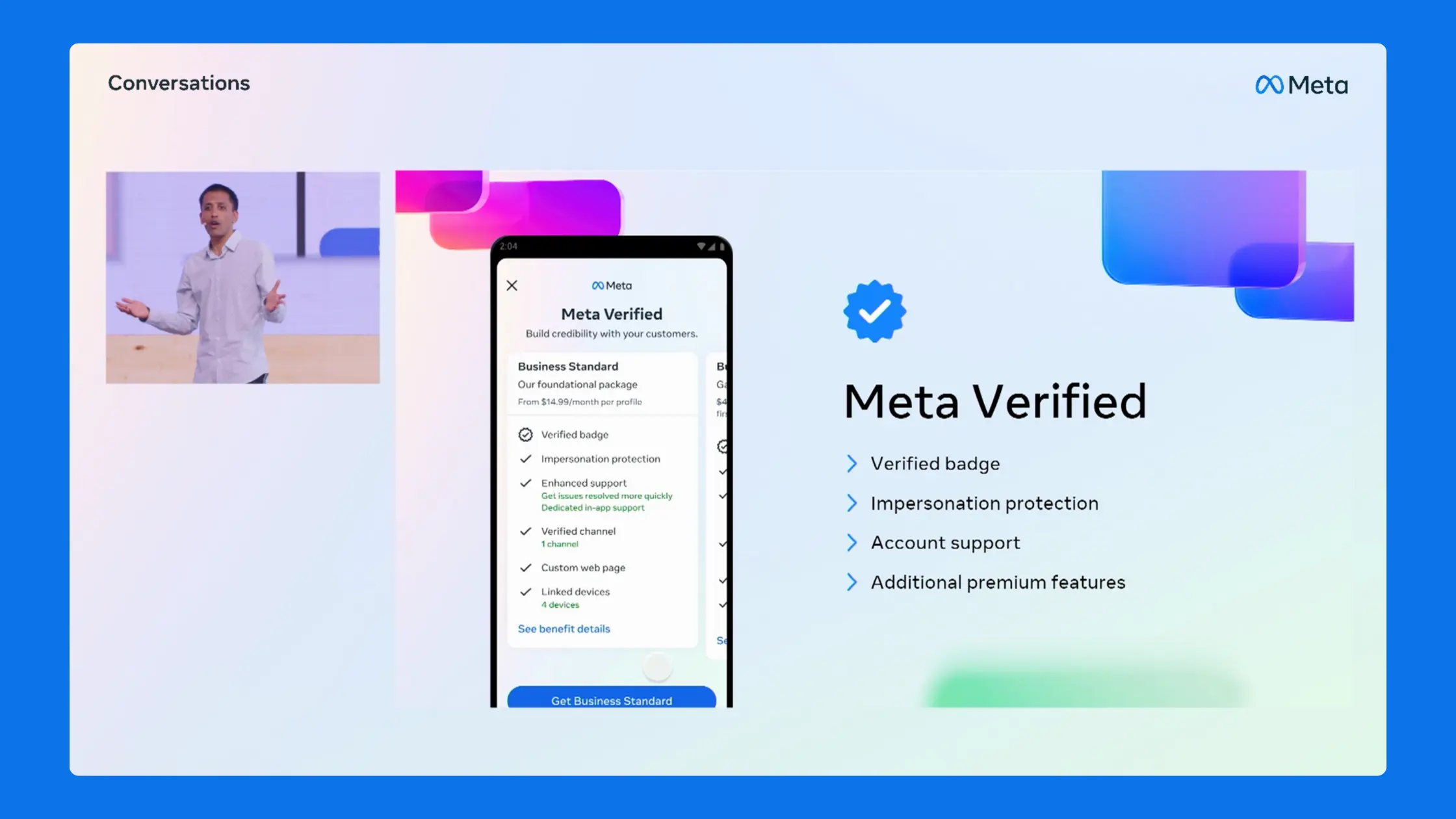 Meta Conversations 2024 showcases the Meta Verified Badge for WhatsApp Business