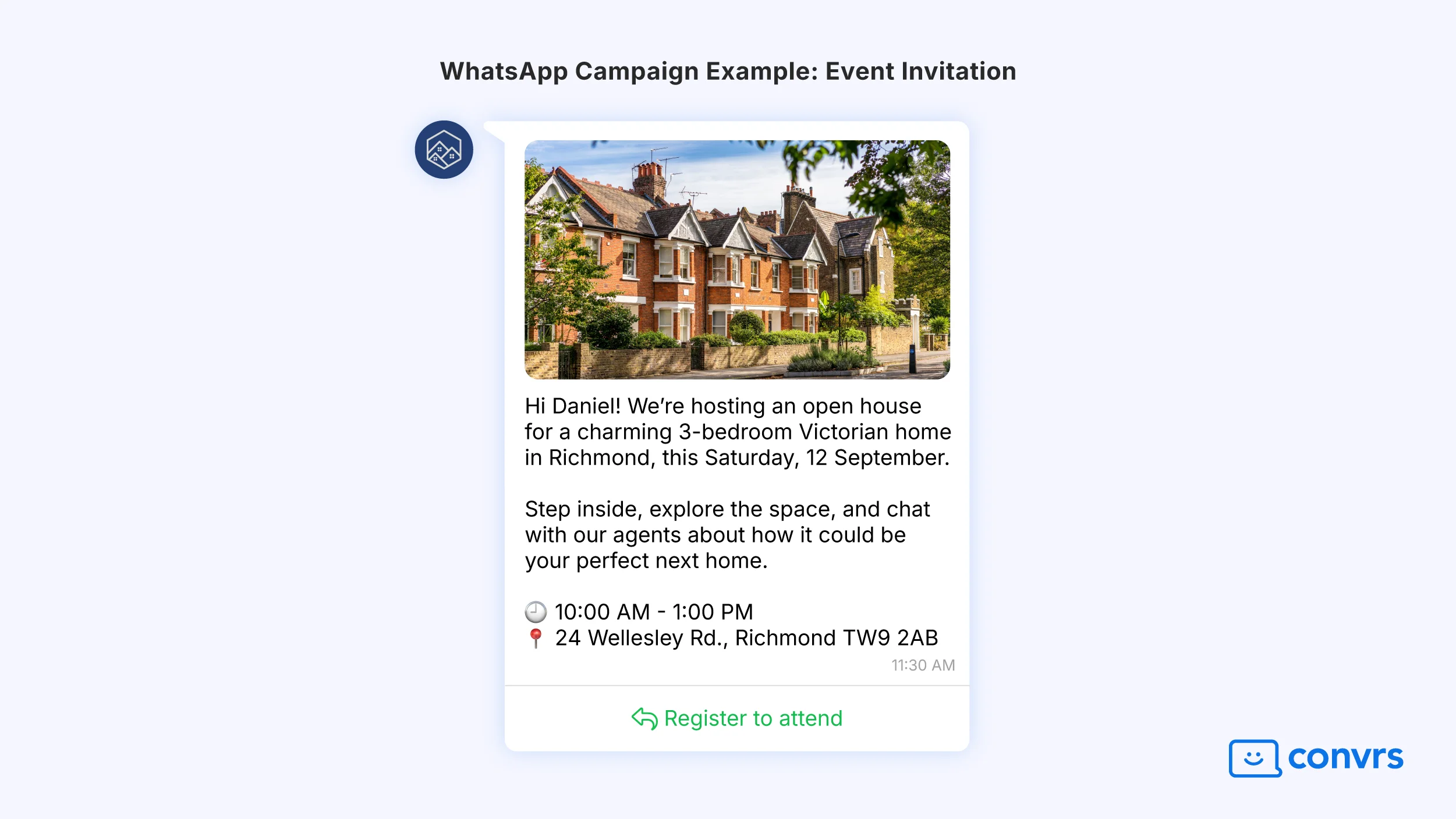 A WhatsApp bulk messaging campaign for an event invitation.