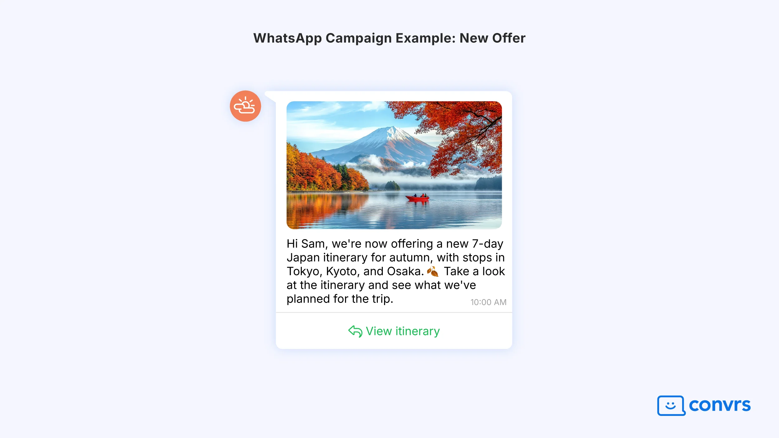 A WhatsApp bulk messaging campaign for a travel agency’s new tour or package.