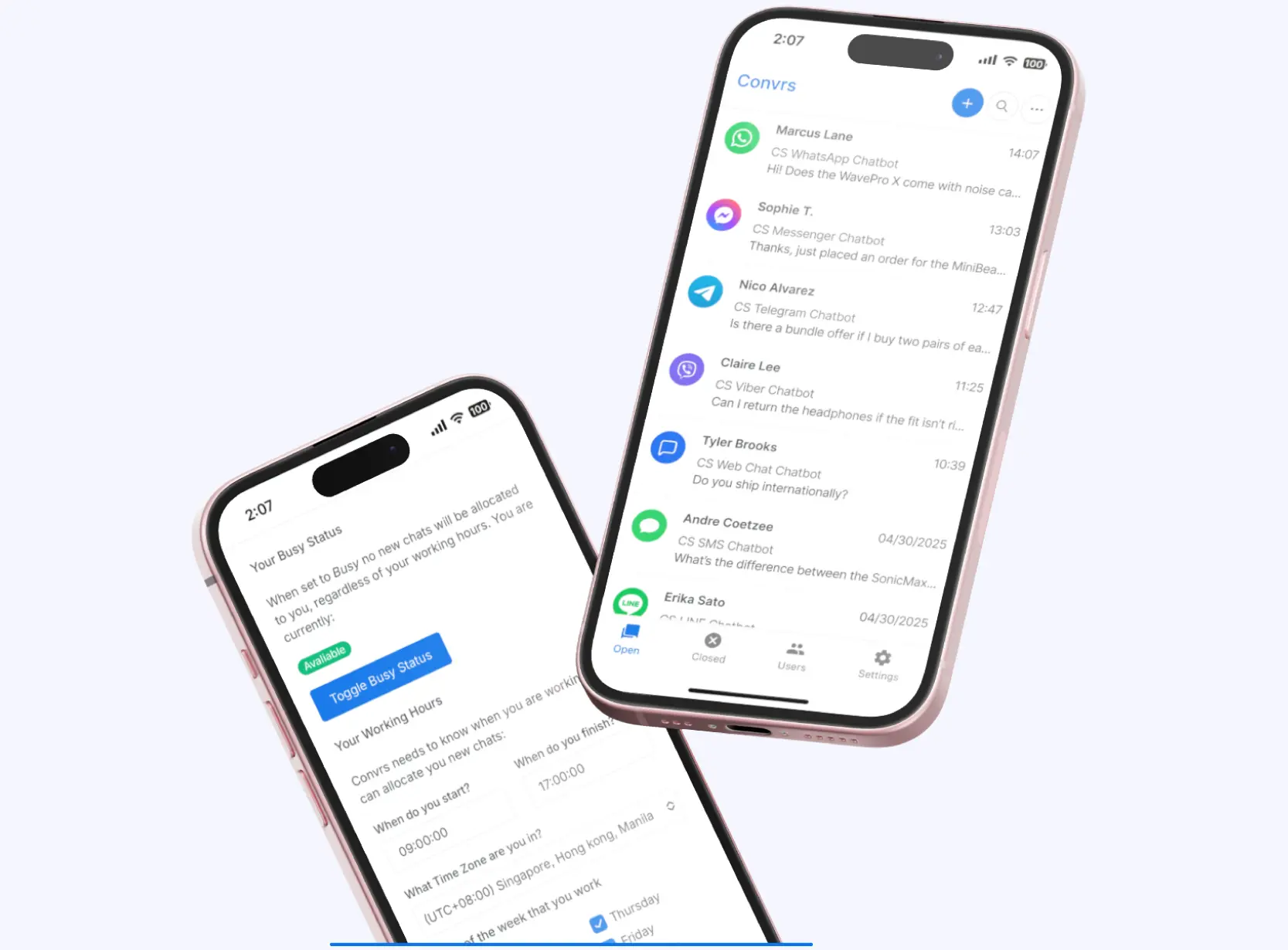 The Convrs Mobile App enabling compliant business messaging on the go.