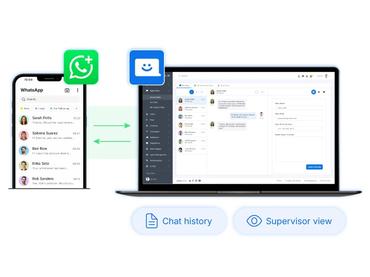 With the WhatsApp Coexistence setup, you can sync conversations in the WhatsApp Business App and Convrs' centralized inbox.