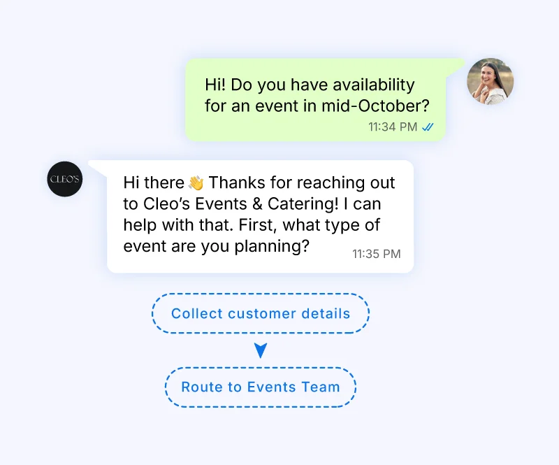 Automated and guided support with Convrs and the WhatsApp Business Platform for Customer Service.