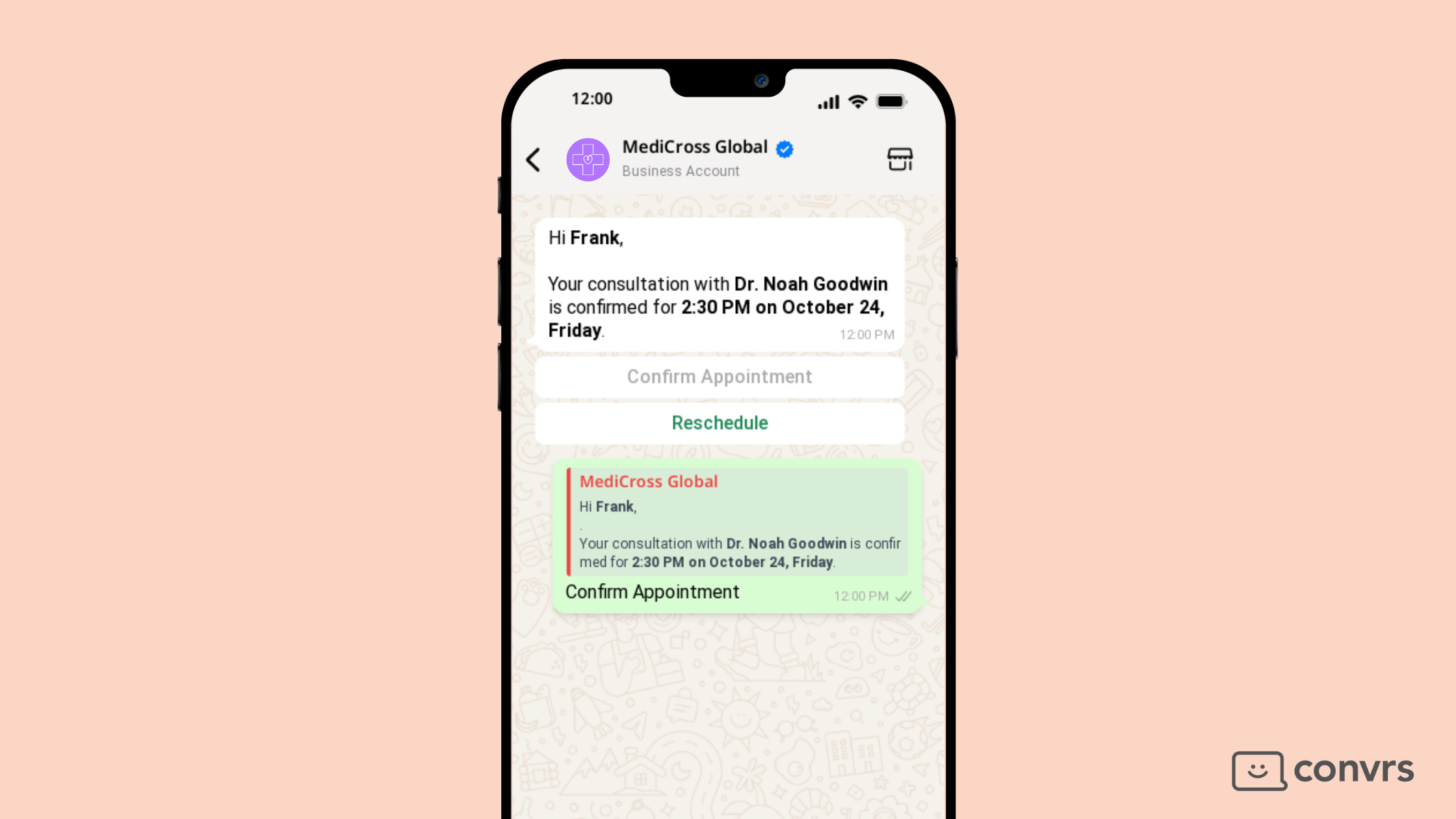 Appointment Confirmation WhatsApp Template for Health Tourism Clinics