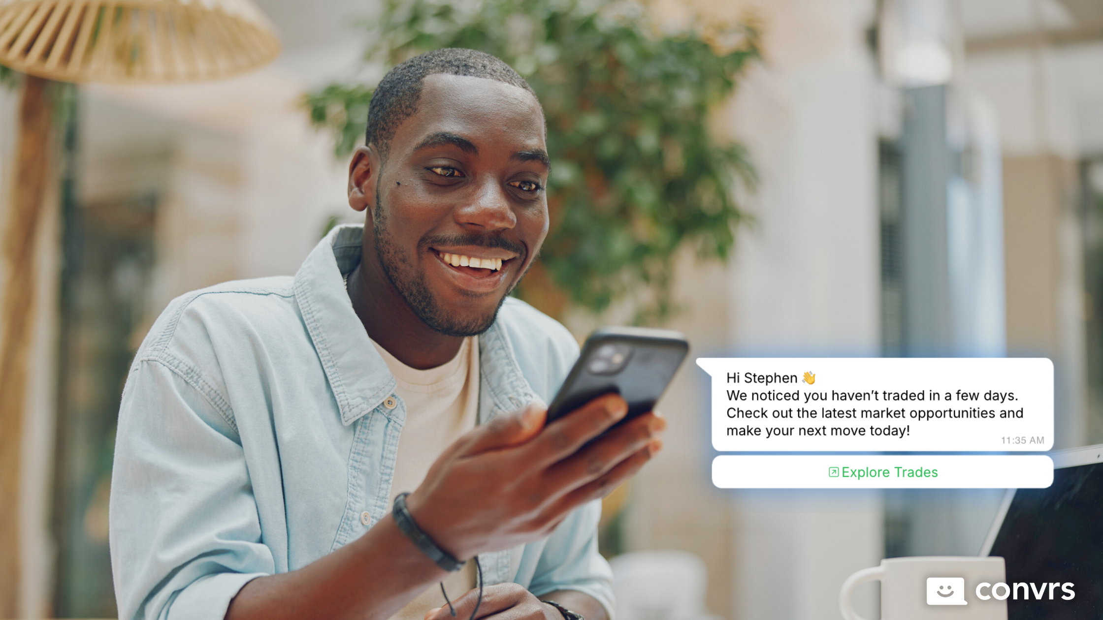 Customer receiving an automated message from a business